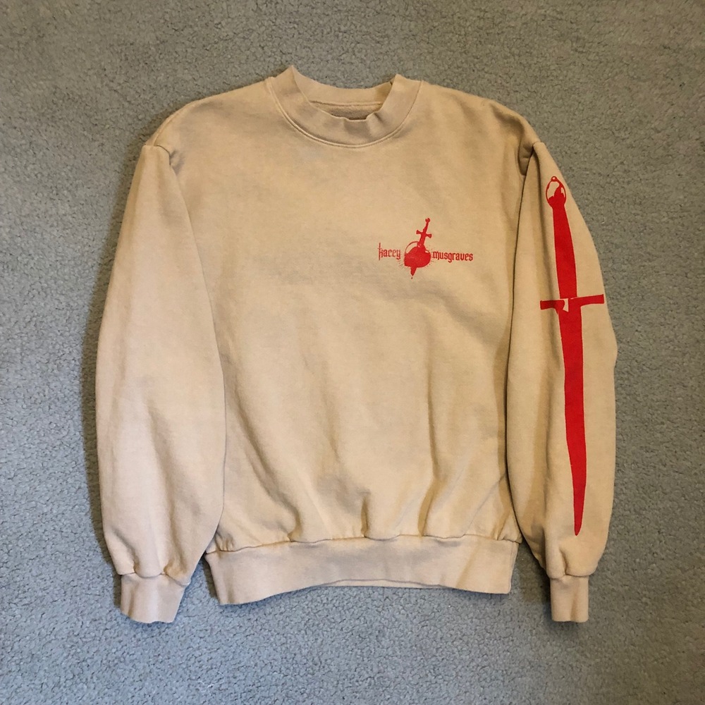 Kacey‎ Musgraves Star-Crossed Tan Sweatshirt Heart Dagger Graphic Country Small